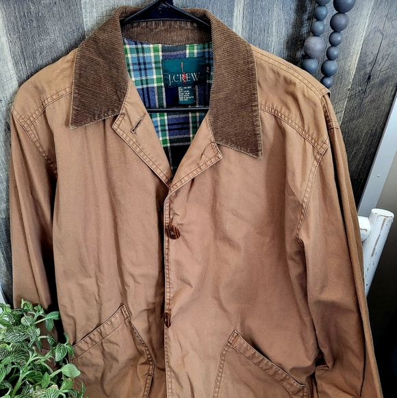 J. Crew Other - Vintage J. Crew Men's Tan   Barn Jacket,Cordarory Colar, Flannel Lining Size M